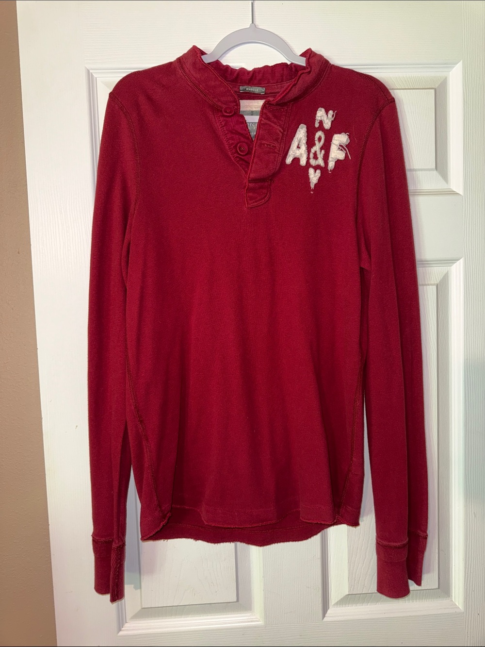Abercrombie & Fitch Deep Red Henley Pullover